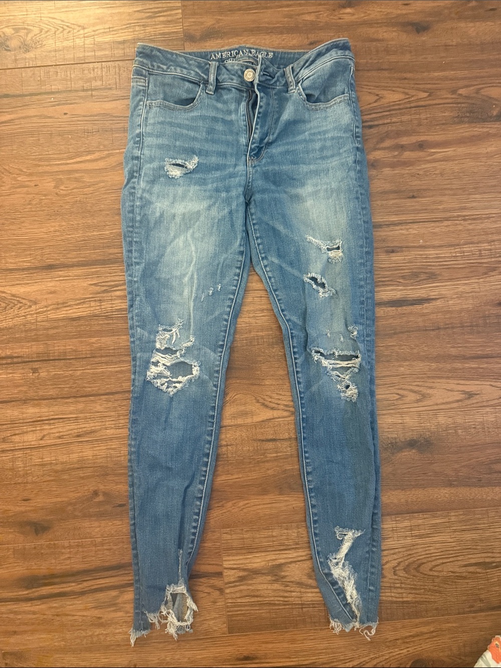 American Eagle Outfitters Light Blue Ripped Skinny Jeans